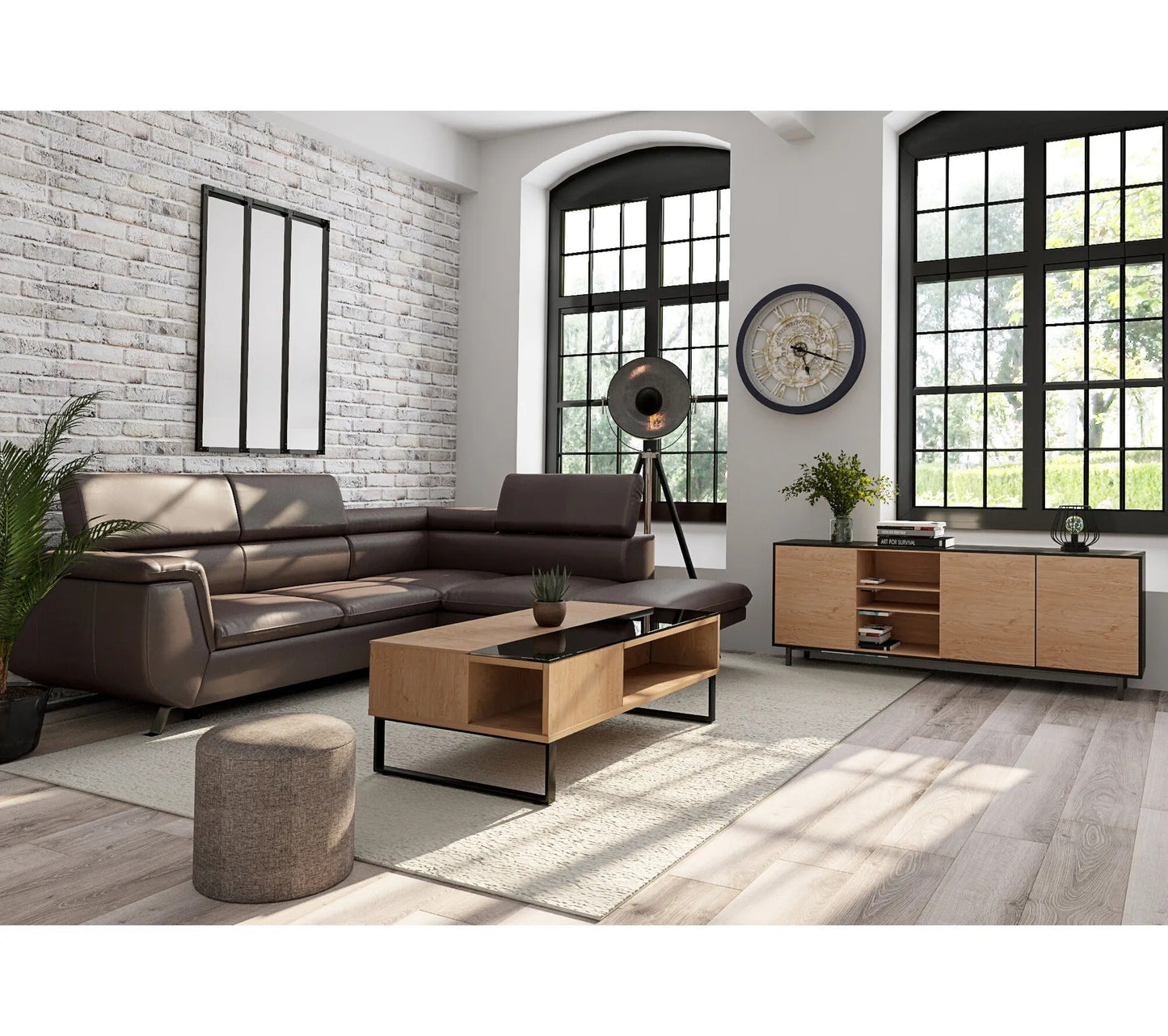 Couchtisch mit Hubplatte AZALEA Schwarz und Eichenimitat