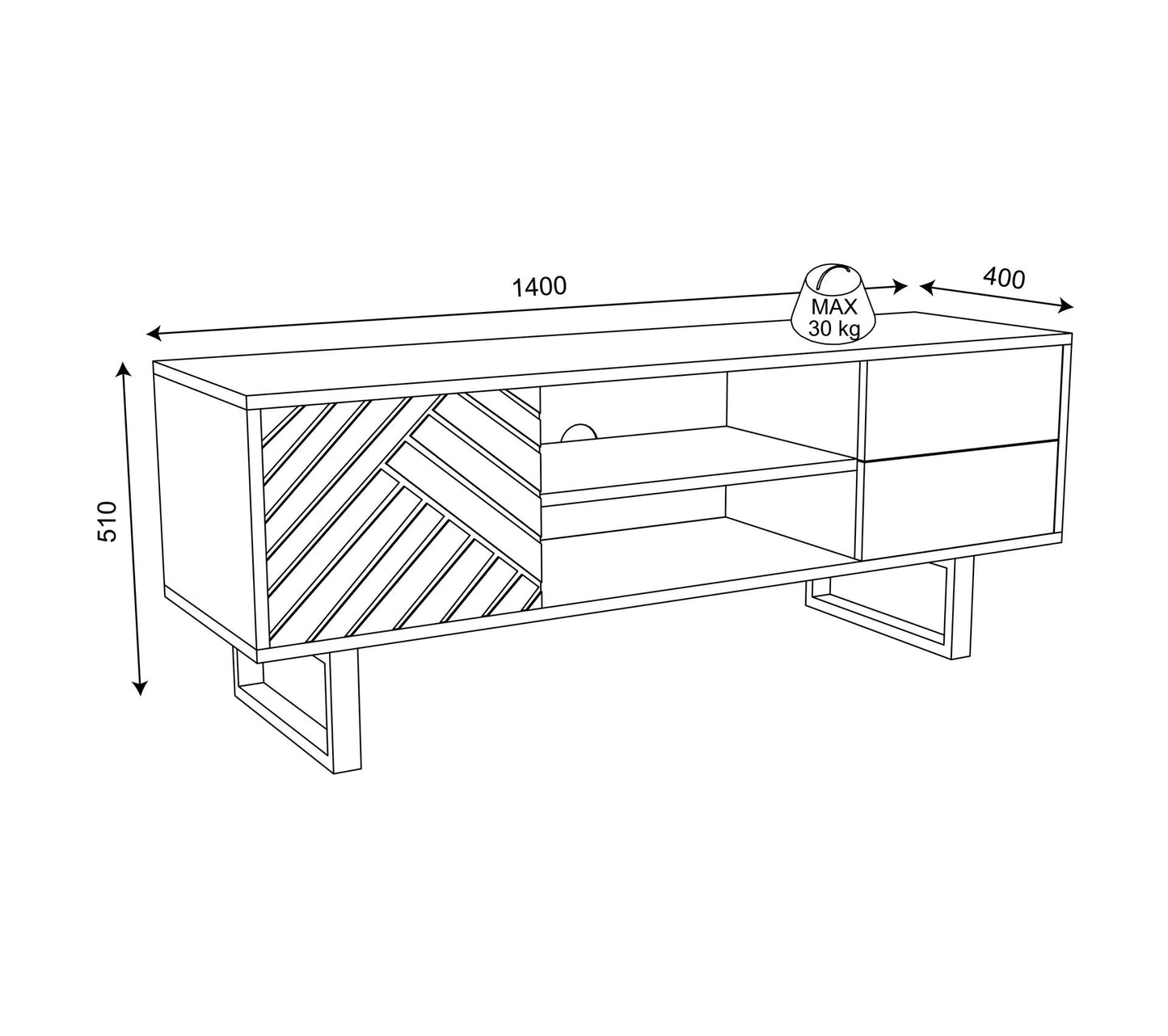 Mueble TV VANIA imitación roble 140cm