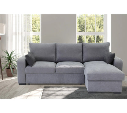 Sofá esquinero convertible chaise longue reversible tela gris claro BROADWAY