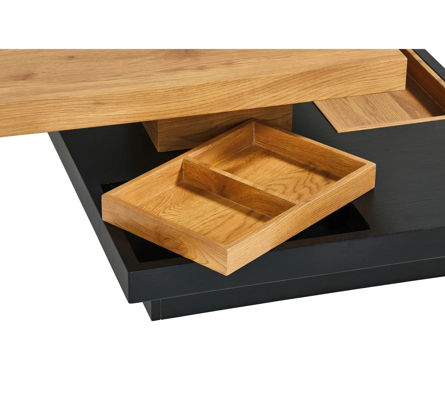 Table basse plateau pivotant TURN Imitation chêne et noir