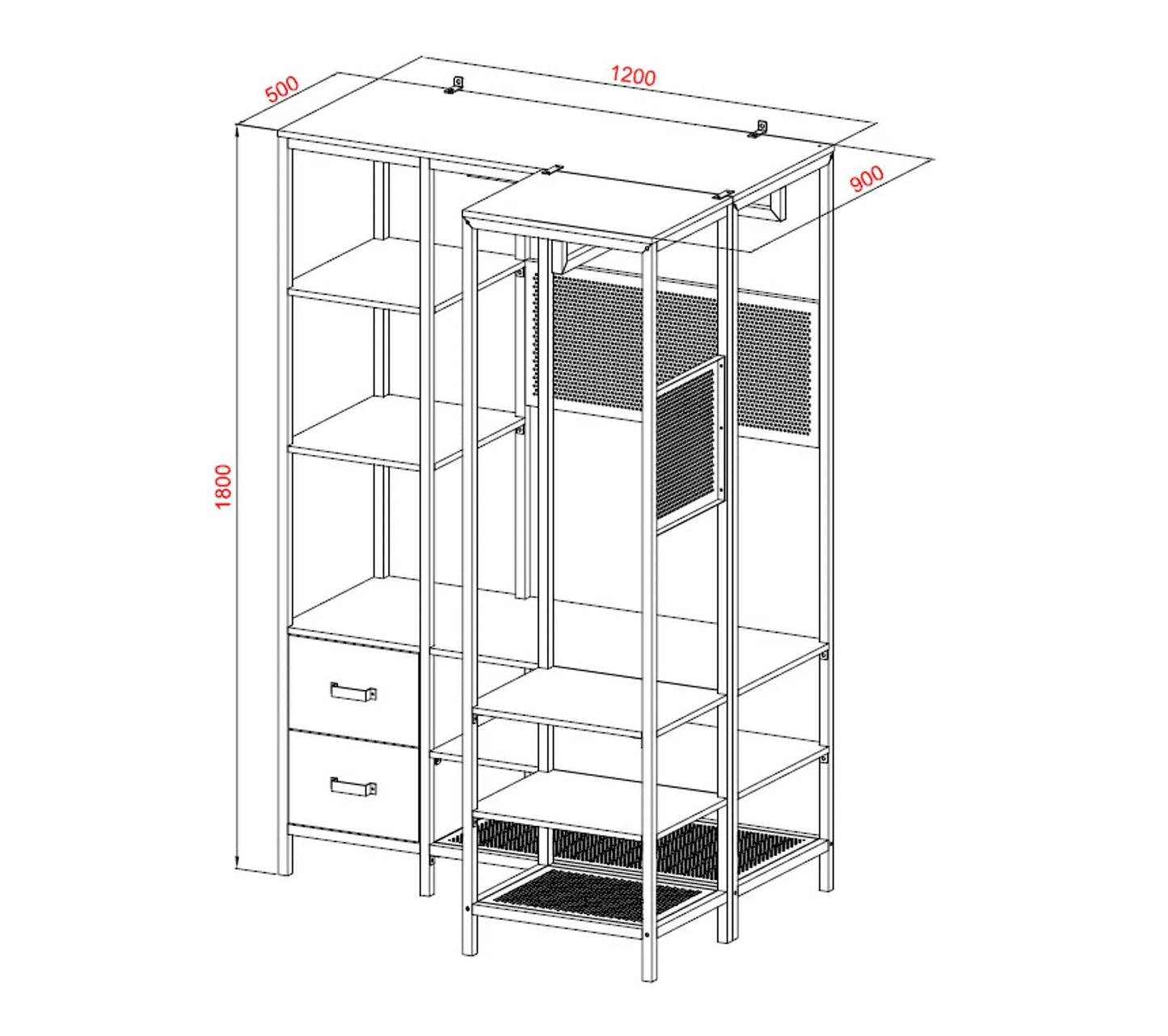 MALLORY vestidor esquinero modular estilo industrial