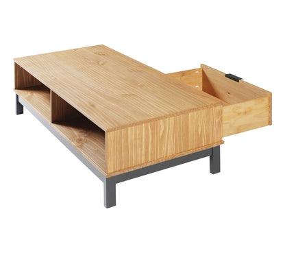 Mesa de centro estilo taller BRONX Madera maciza y negra