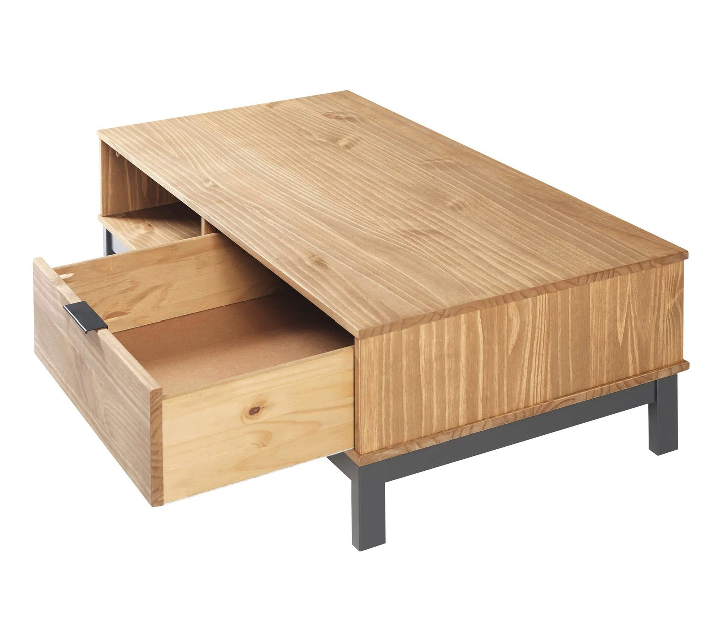 Mesa de centro estilo taller BRONX Madera maciza y negra