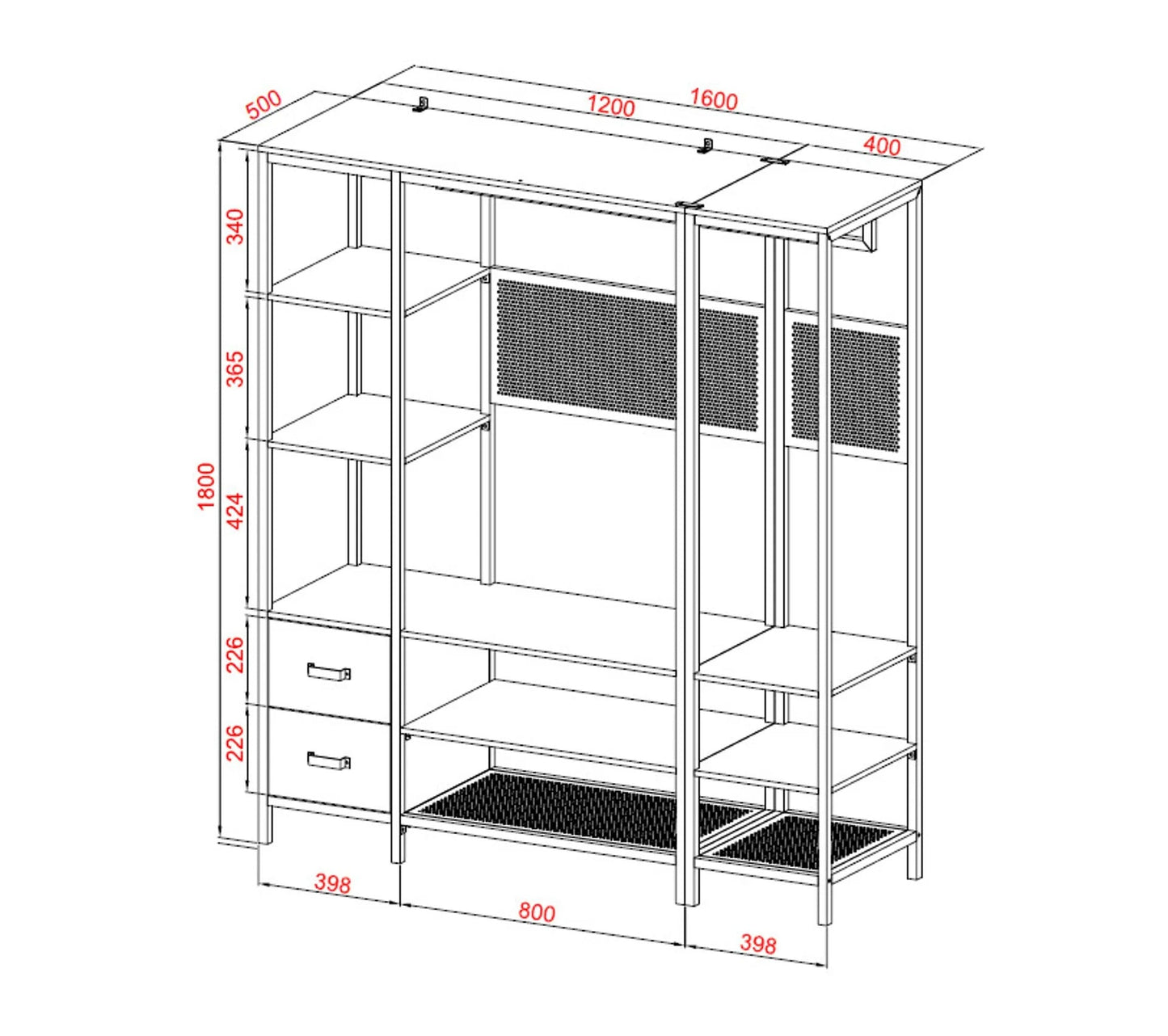 MALLORY vestidor esquinero modular estilo industrial