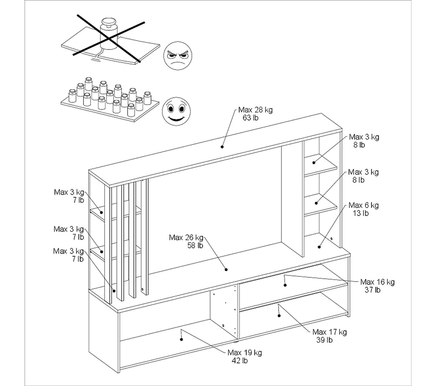 Mueble TV OMBRE imitación roble y blanco