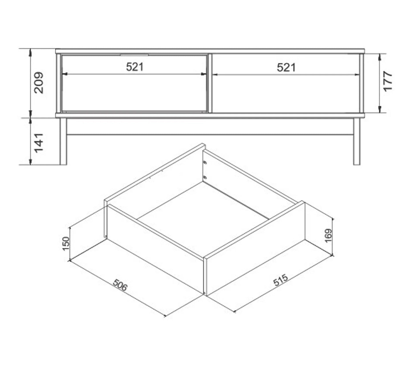 Mesa de centro estilo taller BRONX Madera maciza y negra