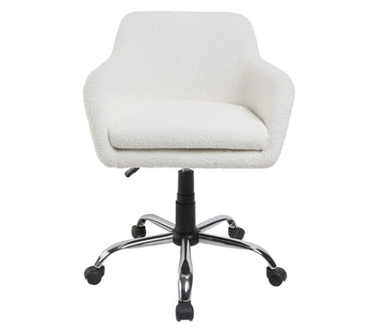 Chaise de bureau DUMESSA tissu bouclette blanc