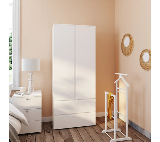 Armoire 2 portes 2 tiroirs LUMIA blanc