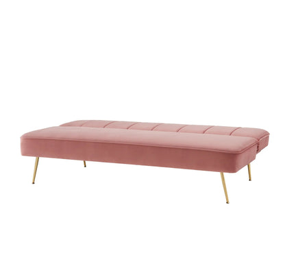 Banquette 3 places convertible LILY en velour rose