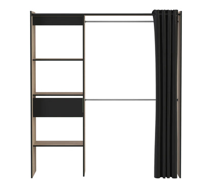 Armoire dressing extensible MOKA imitation Chêne brossé et noir