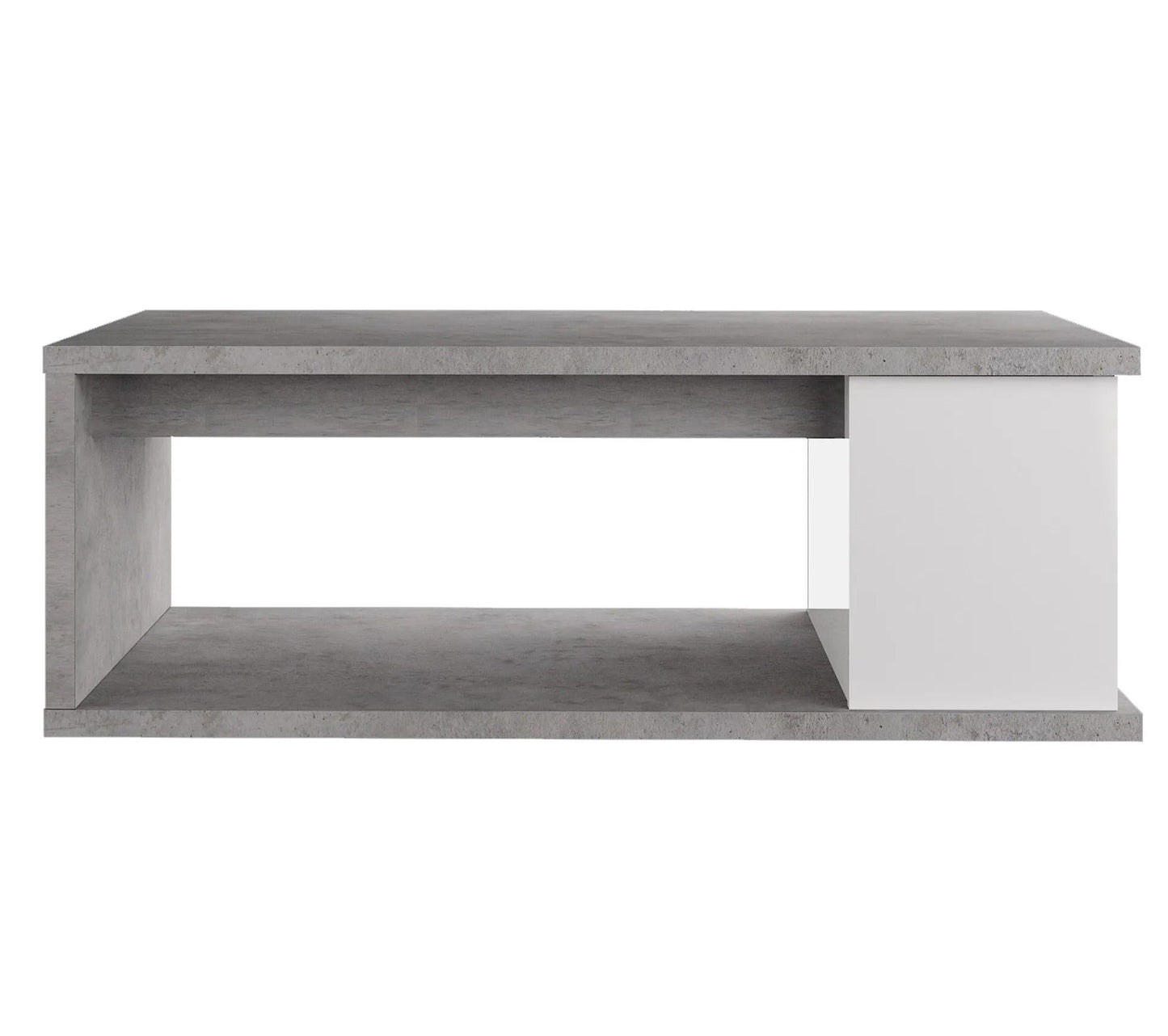 Table basse plateau relevable avec coffre DESPACITO Imitation béton et blanc