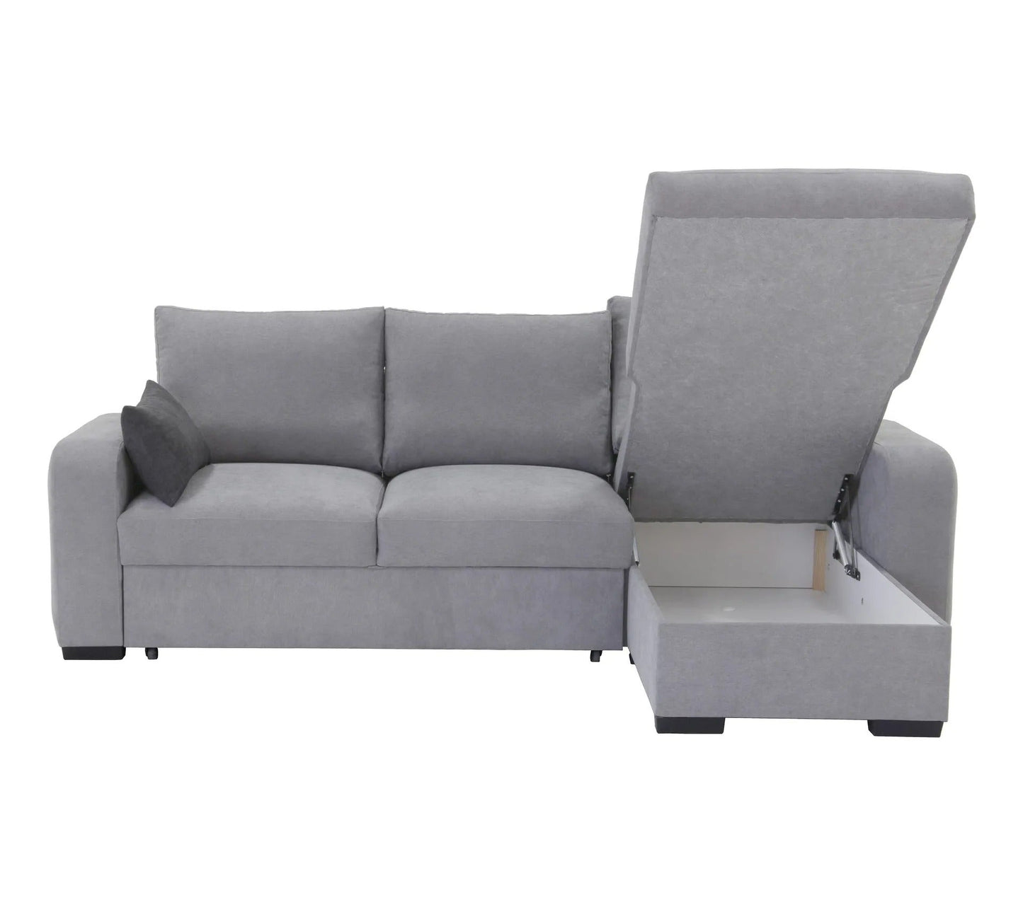 Umwandelbares Ecksofa, wendbare Chaiselongue aus hellgrauem Stoff BROADWAY