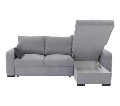 Sofá esquinero convertible chaise longue reversible tela gris claro BROADWAY