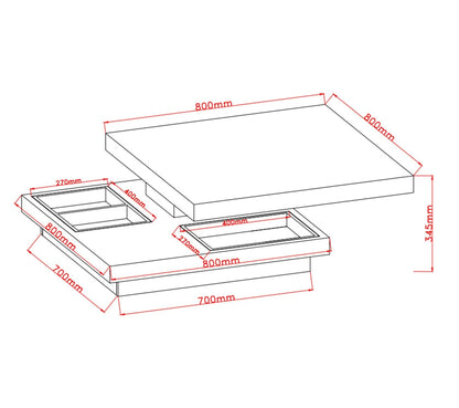 Table basse plateau pivotant TURN Imitation chêne et noir