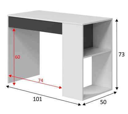 Bureau avec étagère MASTER blanc et gris