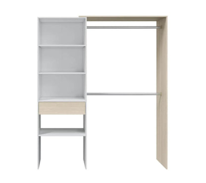 Configuración de vestidor reversible Blanco/roble - Daji - L 158 XL 40 XH 187 Cm