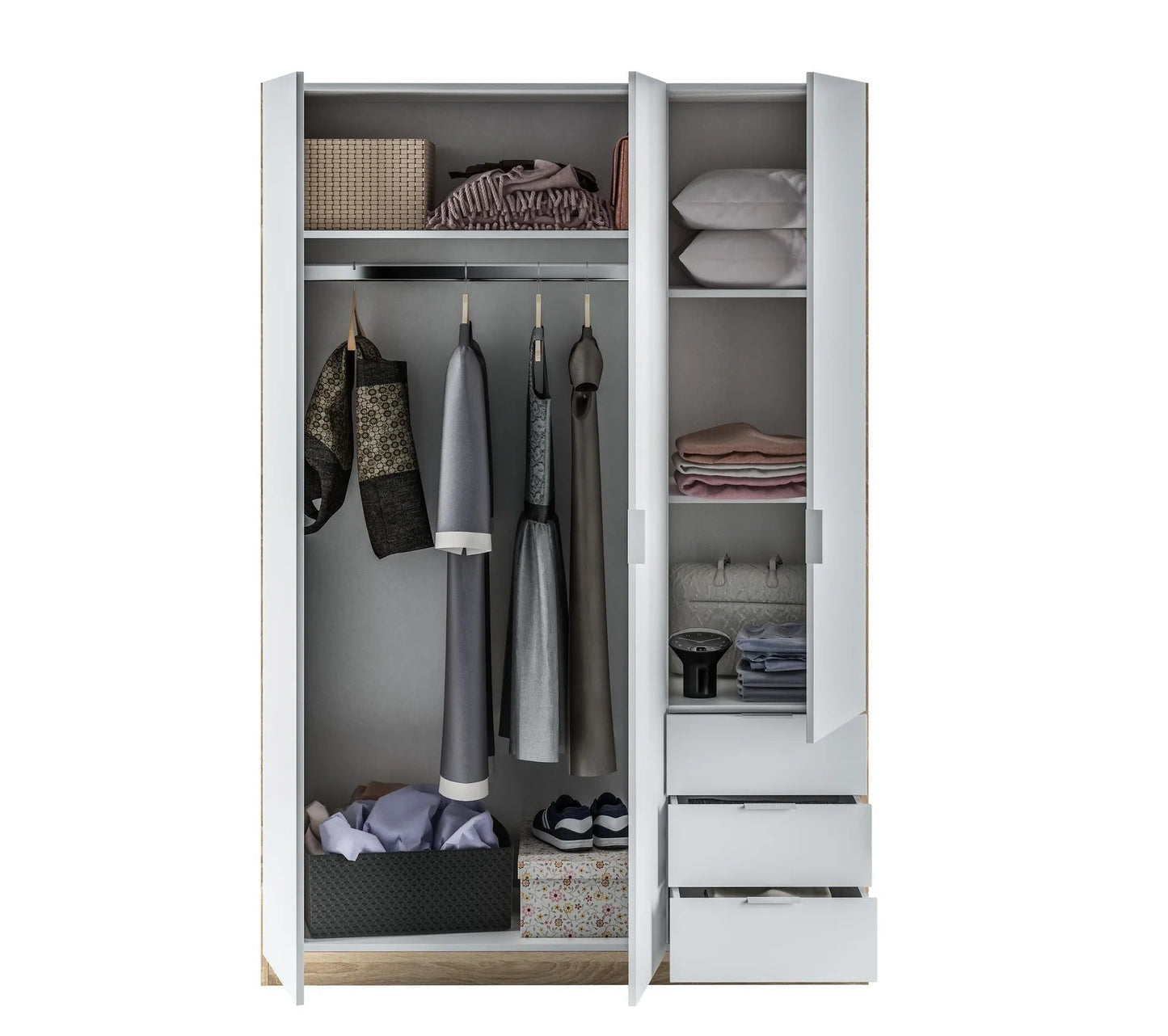 Mueble ZOA 3 cajones y 3 puertas Blanco y roble