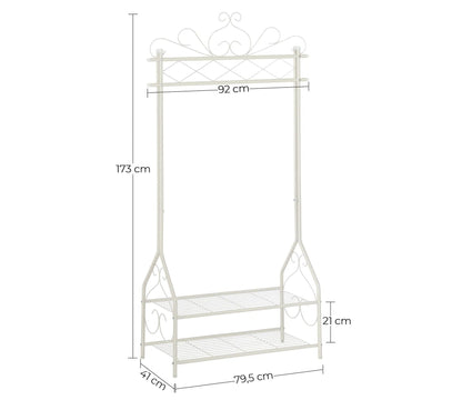 Portant Métallique Avec Tringle Et 2 Étagères, Portemanteau Vintage 92 X 41 X 173 Cm