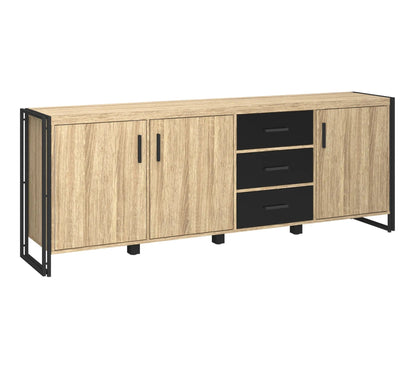 PARKER 3-türiges Sideboard aus Eiche und Schwarzimitat