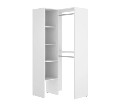 Armoire Dressing D'angle En Panneaux De Particules Mélaminés Coloris Blanc