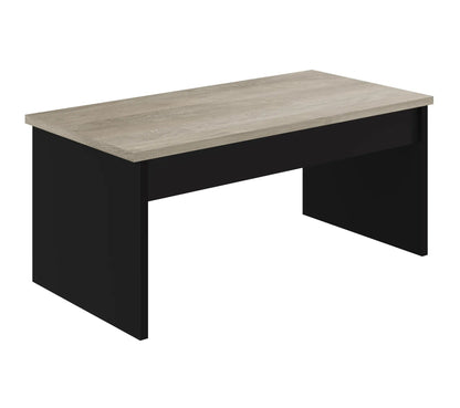 Table basse avec plateau relevable YANA Noir et imitation chêne