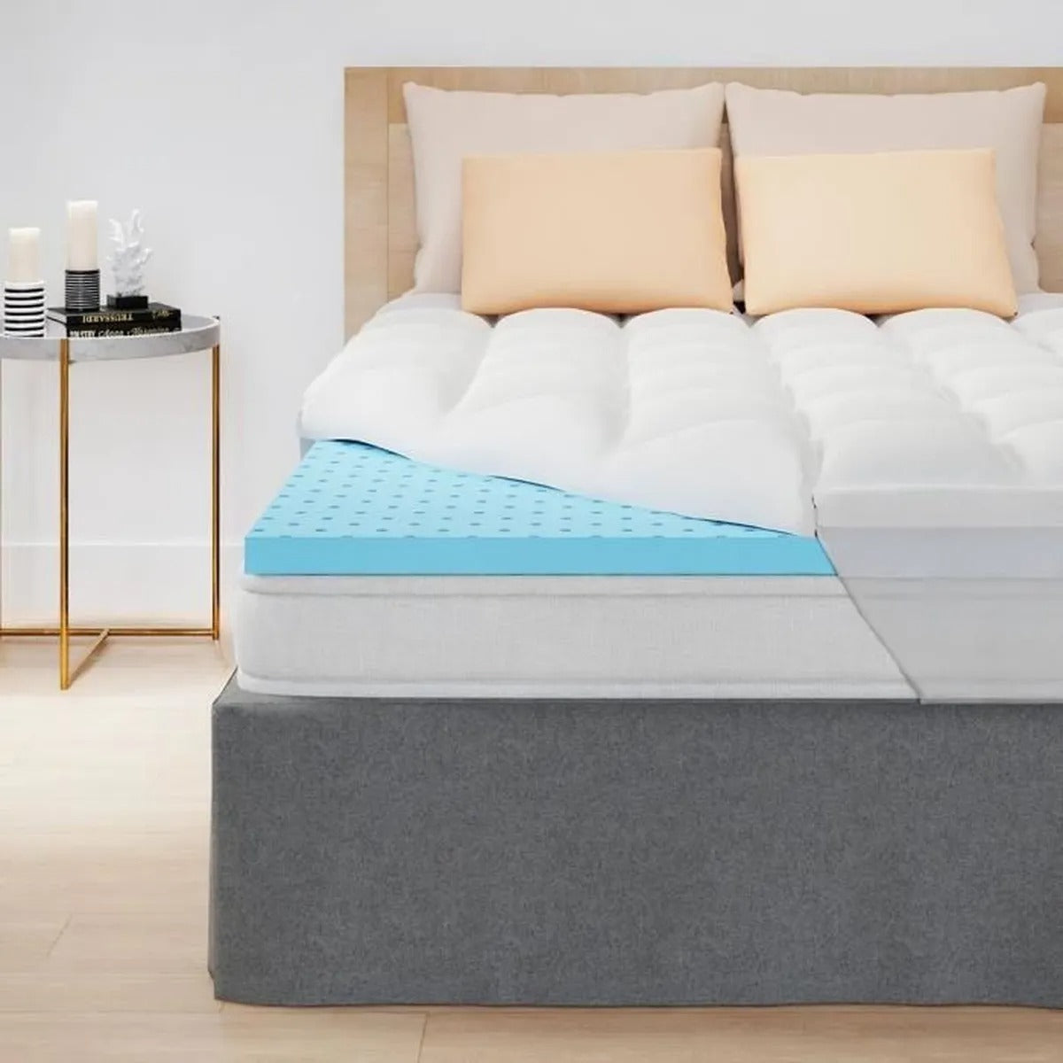 Surmatelas 140 x 190 Double Épaisseur 10 cm - 5cm Mémoire de Forme et Gel Rafraîchissant + Housse Lavable de 5cm en Microfibre