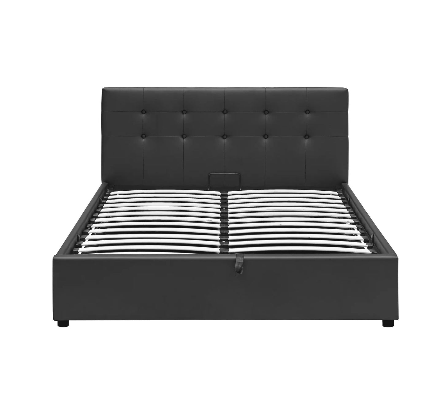 Lit coffre 140x190 cm avec sommier SYLA 2 en polyuréthane noir