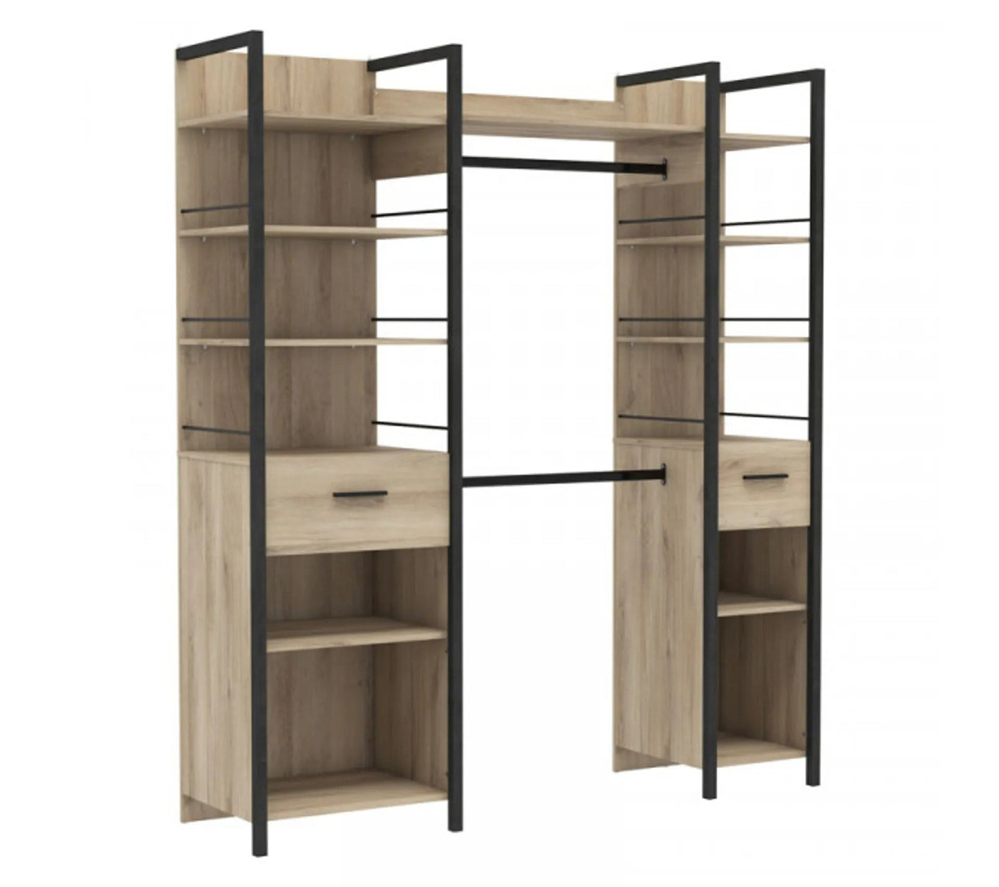 Mueble Tocador Extensible Roble/negro - Gari - L 140/179 XL 48 XH 207 Cm