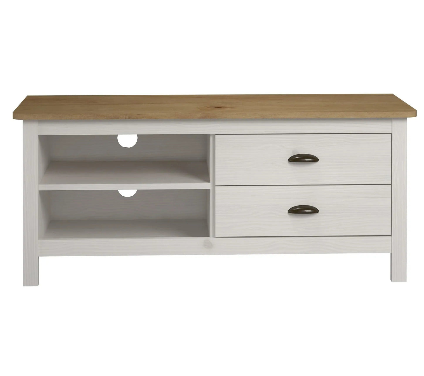 Meuble TV L.110 cm MAYA Bois massif blanc