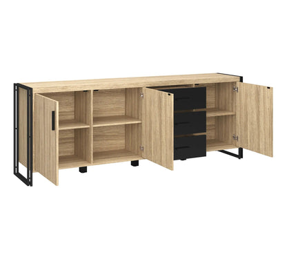 PARKER 3-türiges Sideboard aus Eiche und Schwarzimitat