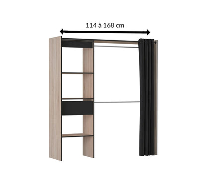 Armoire dressing extensible MOKA imitation Chêne brossé et noir