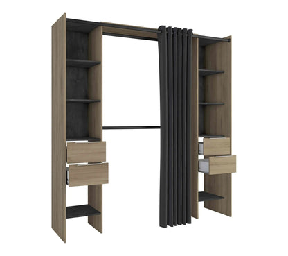 Dressing Extensible Avec Rideau Bois Naturel