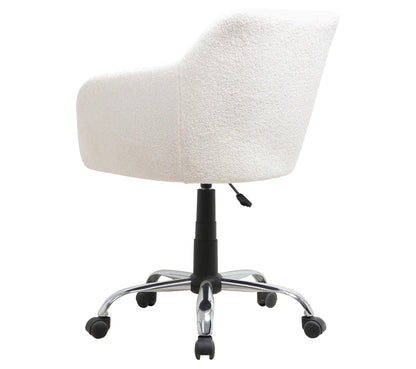 Chaise de bureau DUMESSA tissu bouclette blanc