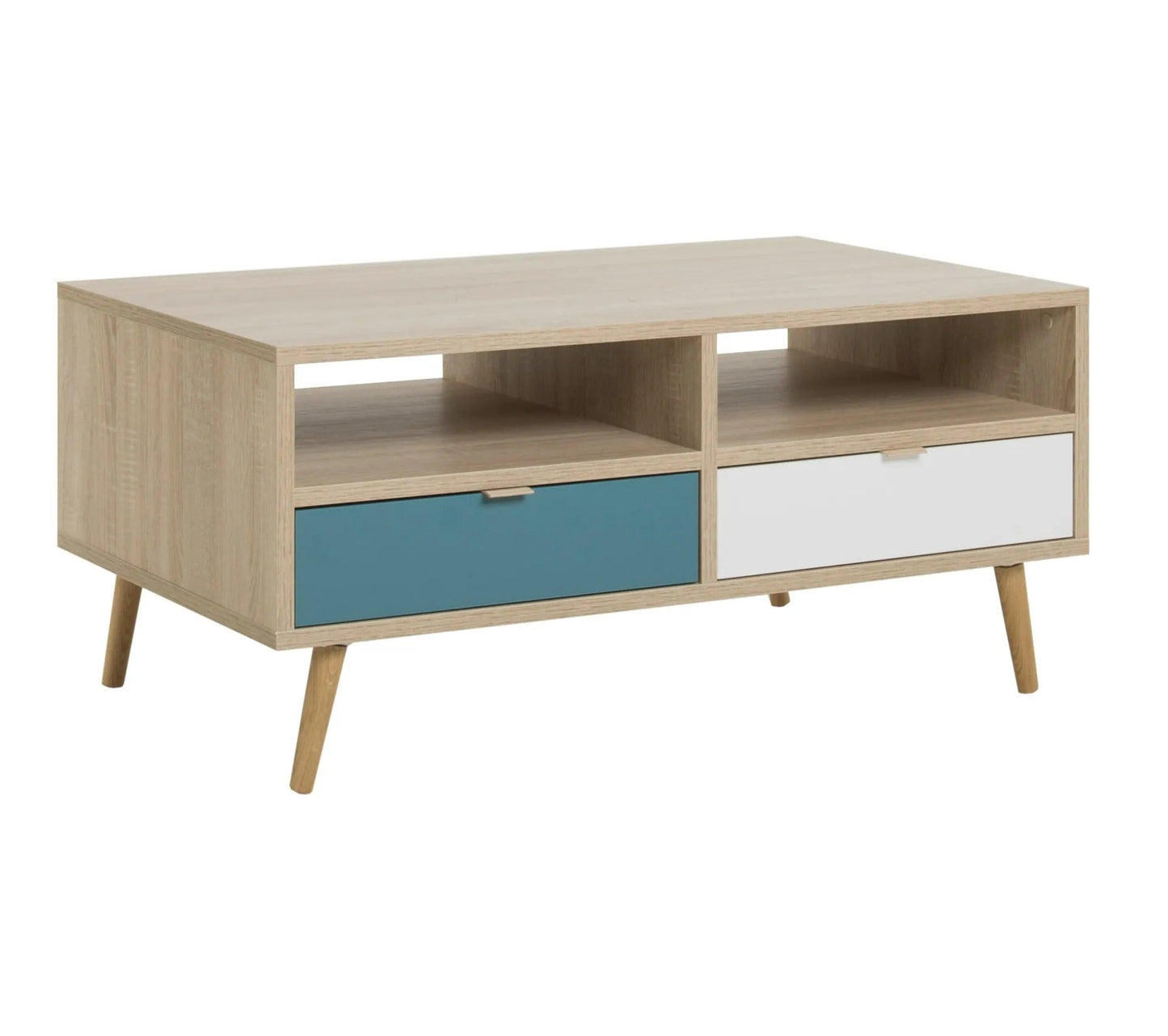 Table basse scandinave ARUBA Chêne, bleu et blanc