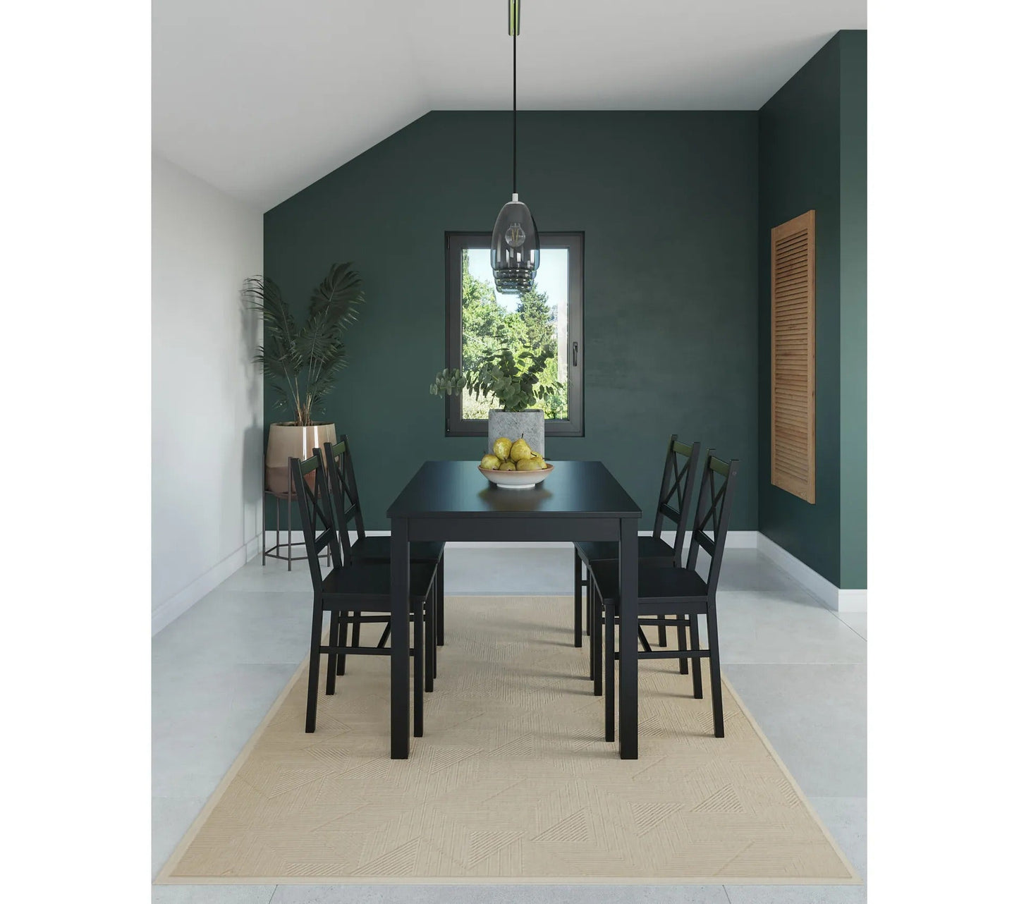 Coin repas table + 4 chaises OWEN noir