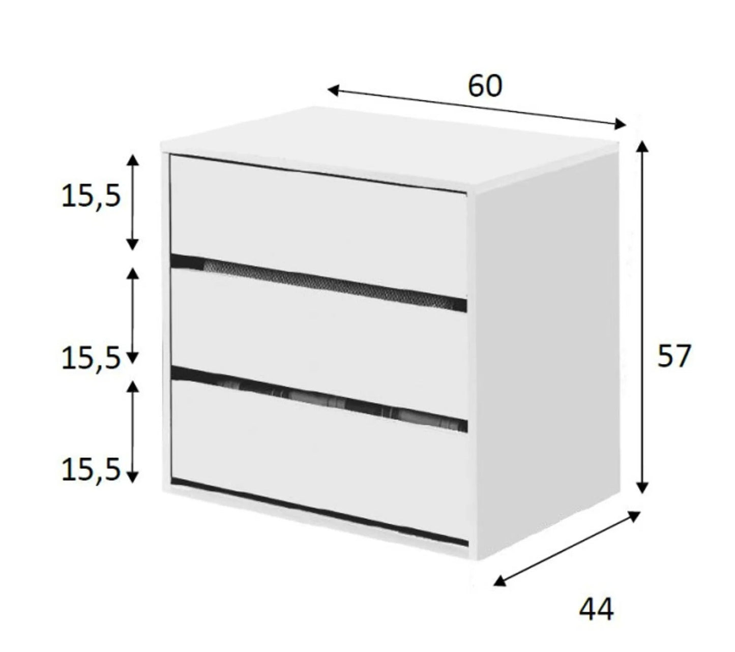 Caja de 3 cajones para interior de armario - Tsira - L 60 XL 44 x H 57 cm