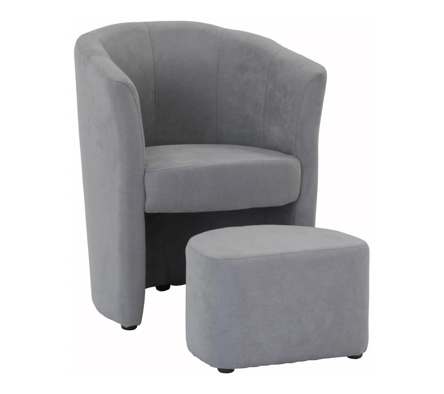 Fauteuil cabriolet et pouf CLAYTON tissu Soro gris clair