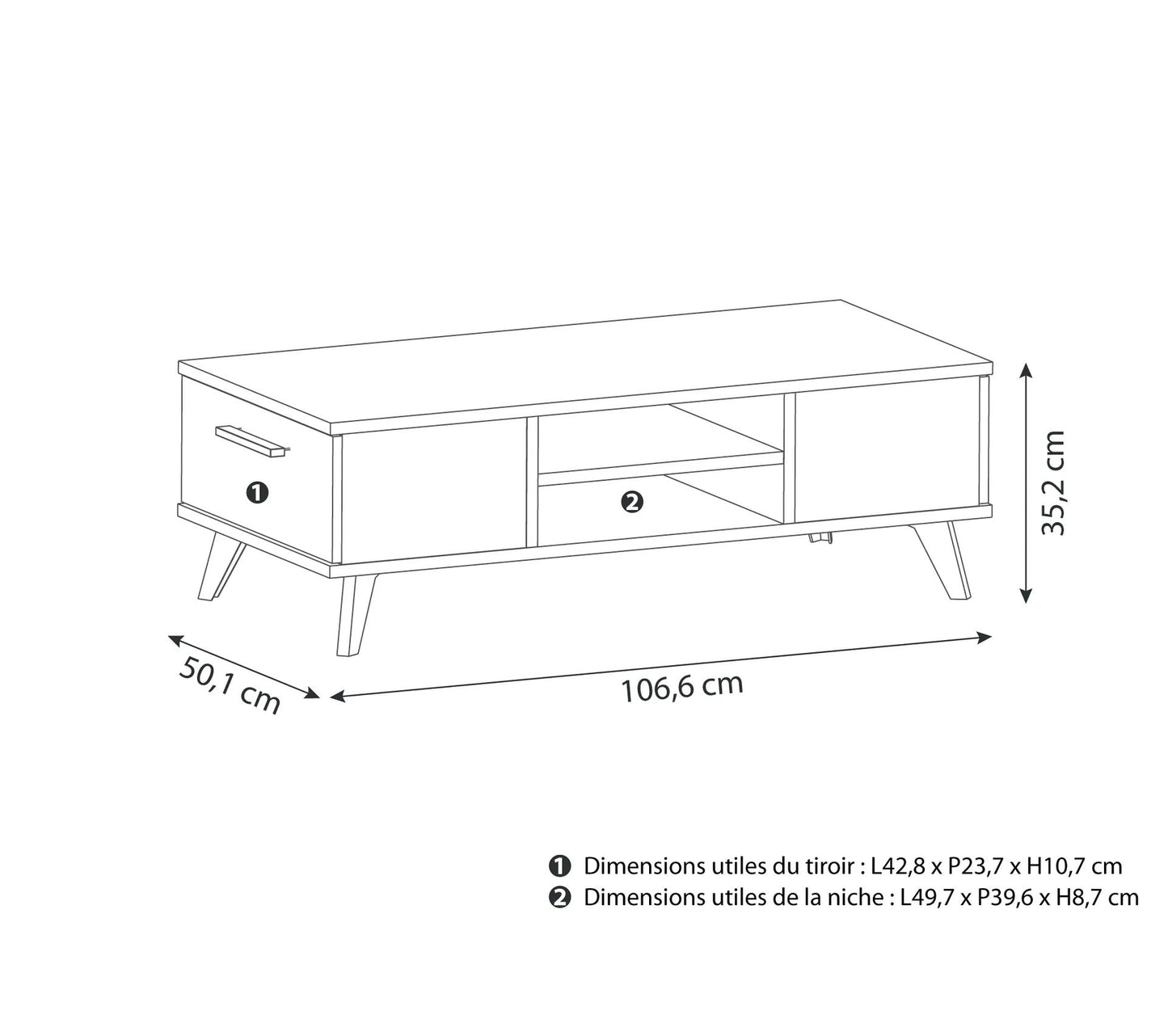 Table basse WAYNE Imitation chêne et noir