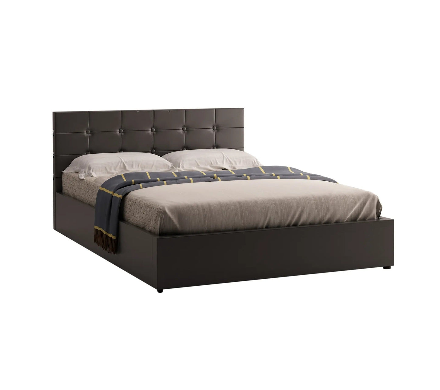 Cama contenedor 140x190 cm con somier SYLA 2 de poliuretano negro