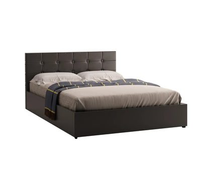 Cama contenedor 140x190 cm con somier SYLA 2 de poliuretano negro