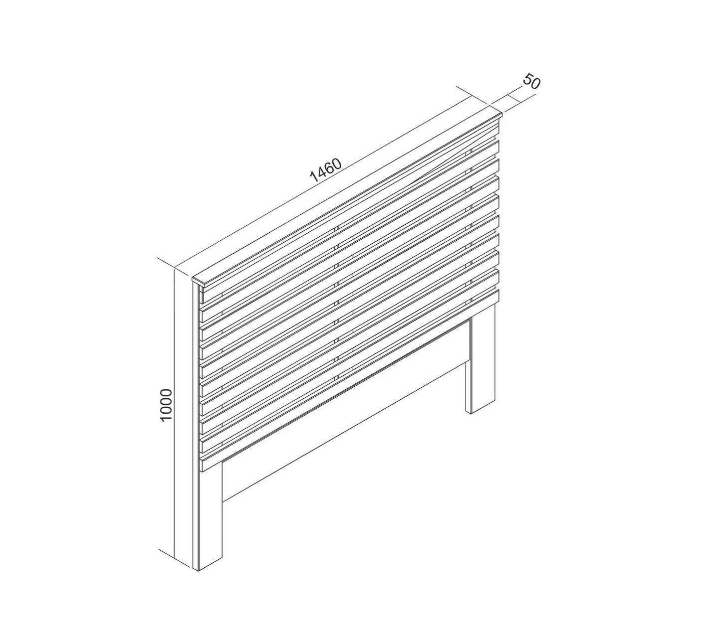 Tête de lit 140 cm LAVIS noir et bois ciré