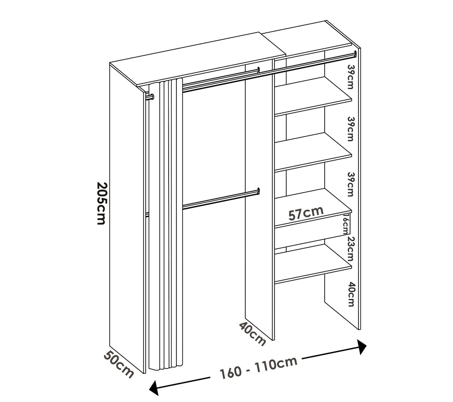 Armoire Dressing Extensible En Panneau De Particules Coloris Chêne Naturel