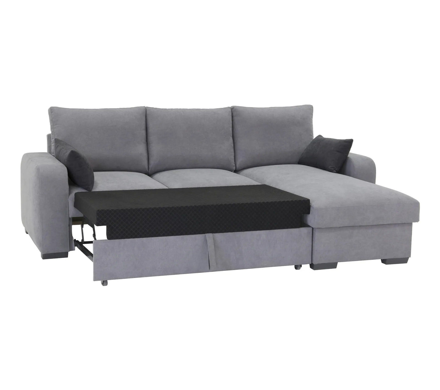 Canapé d'angle convertible méridienne réversible tissu gris clair BROADWAY