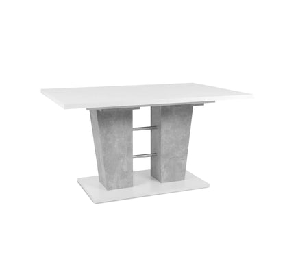 Table extensible L.140 à 180 cm LEXIE blanc et imitation béton