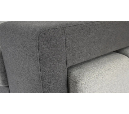 Canapé d'angle gauche convertible avec coffre EVERY tissu gris foncé et gris clair