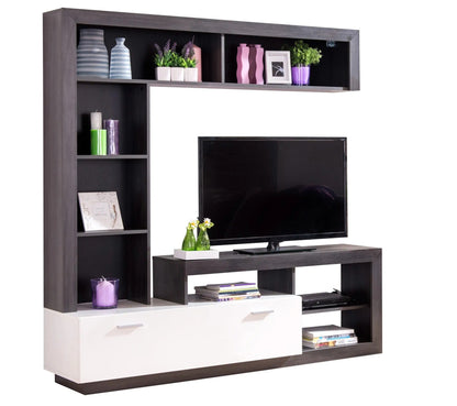 Mueble TV GLEN Blanco y negro imitación madera