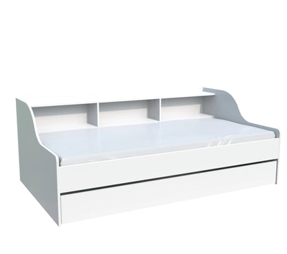 Bett mit Stauraum 90x190 cm BLANCA + weiße Schublade