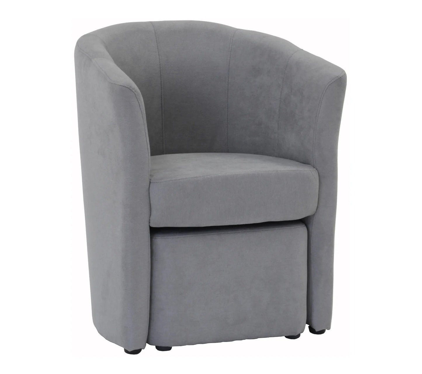 Fauteuil cabriolet et pouf CLAYTON tissu Soro gris clair