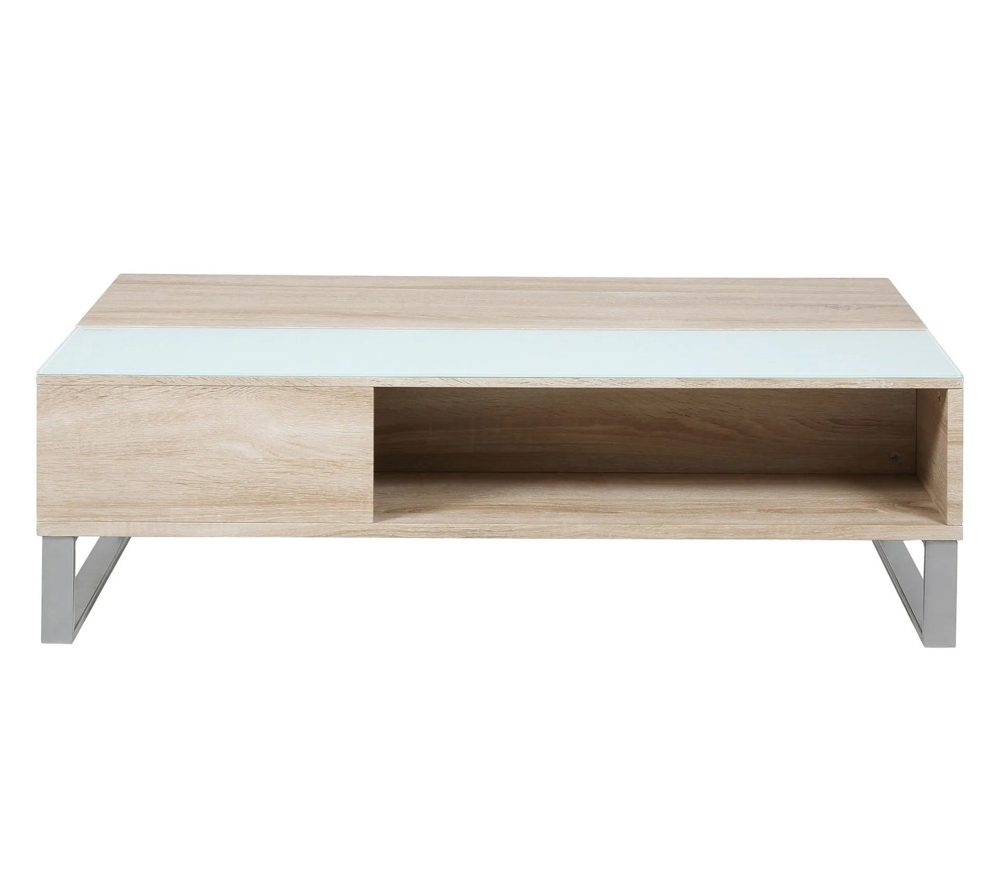 Table basse plateau relevable AZALEA Blanc et imitation chêne