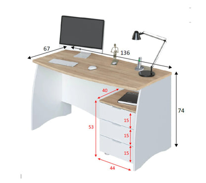 Bureau INK Blanc et imitation chêne